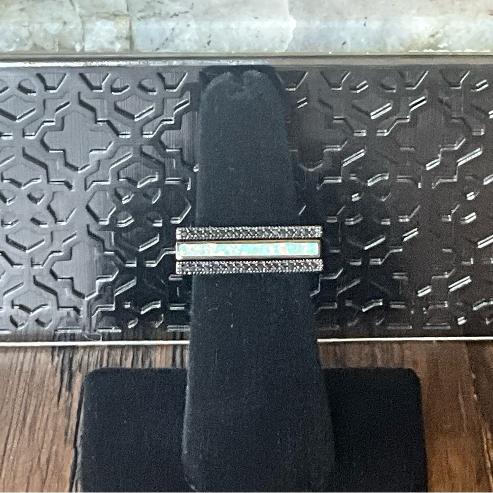 Kendra Scott Lucia Stack Ring Aqua Kyocera Opal